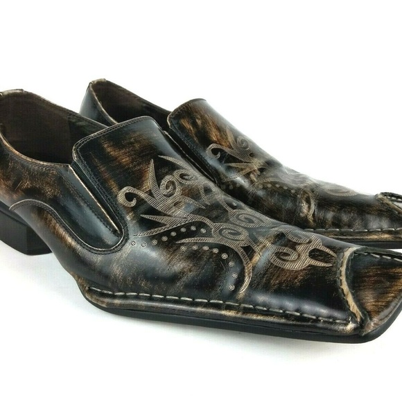 Fiesso Leather Western Dress Shoes Mens 
